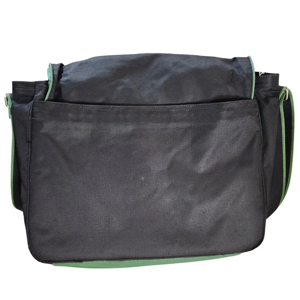Lacoste Messenger Bag Black Green Canvas Crossbody Laptop Satchel Vintage Sport
